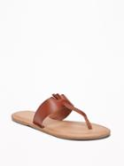 Old Navy Womens T-strap Slide Sandals For Women Cognac Brown Size 10
