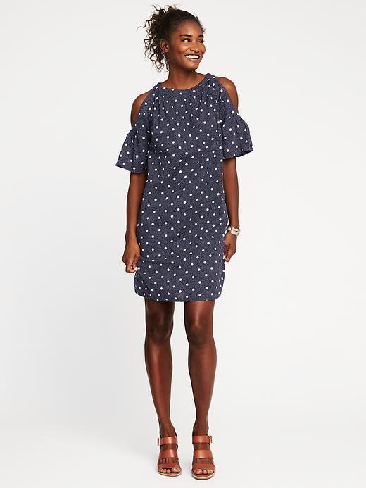 Old Navy Cold Shoulder Shift Dress For Women - Navy Dots