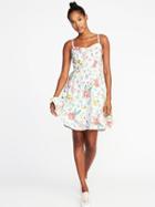 Old Navy Womens Fit & Flare Printed Cami Dress For Women Pink/white Floral Size Xxl