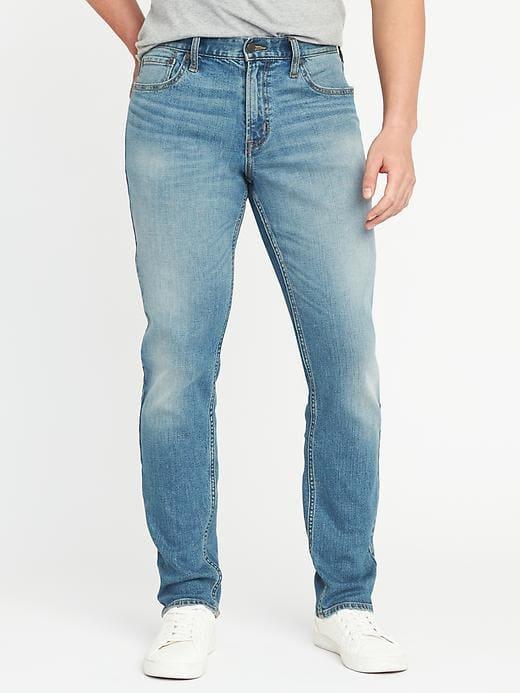 Old Navy Mens Athletic Built-in Flex Light-wash Jeans For Men Light Wash Size 33w