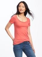 Old Navy Womens Classic Semi-fitted Tee For Women Coral Tropics Size Xs