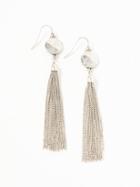 Old Navy Hammered Disk Tassel Drop Earrings For Women - Antique Silver