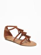 Old Navy T Strap Tassel Sandals For Women - Multi Color