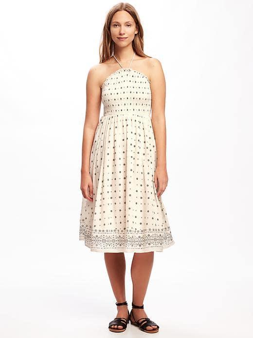 Old Navy Fit & Flare Halter Dress For Women - White