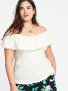 Old Navy Womens Plus-size Off-the-shoulder Ruffled Top Creme De La Creme Size 2x