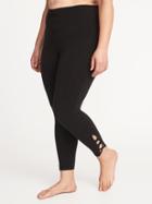 Old Navy Womens High-rise Plus-size Lattice-hem 7/8-length Leggings Black Size 4x