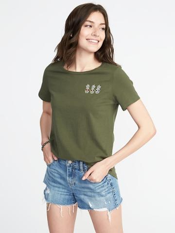 Old Navy Womens Everywear Graphic Crew-neck Tee For Women Shady Pineapples Size Xxl