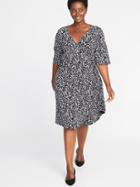 Old Navy Womens Waist-defined Plus-size Wrap-front Dress Black Floral Size 1x