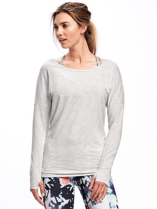 Old Navy Go Dry V Back Tee For Women - Light Heather Gray