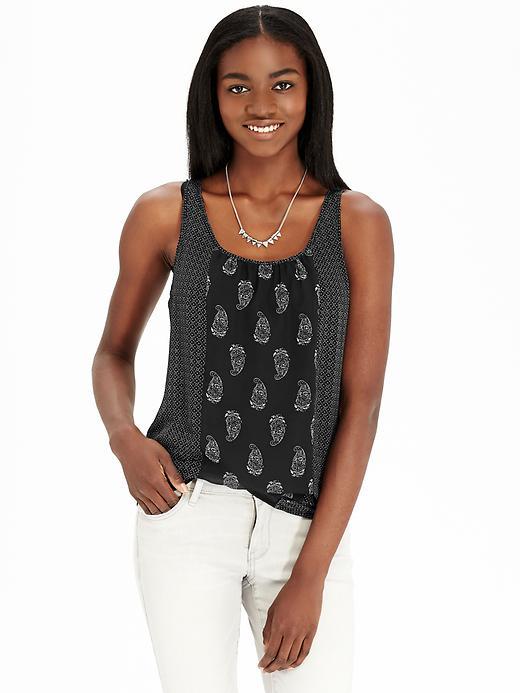 Old Navy Womens Women';s Mixed-print Chiffon Tops Black Paisley Size S