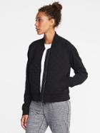 Old Navy Quilted Fleece Bomber Jacket For Women - Black