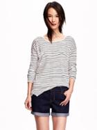 Old Navy Striped Boatneck Sweater For Women - Navy Stripe