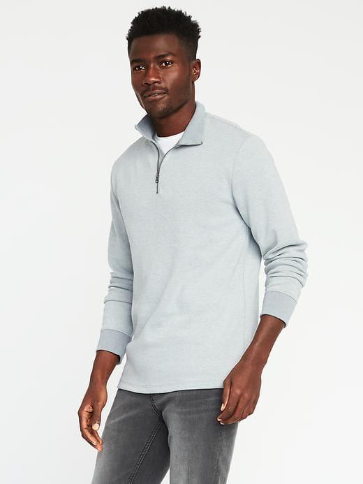 Old Navy Mens Double-knit 1/4-zip Pullover For Men Heather Gray Size Xxxl