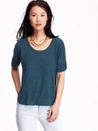 Old Navy Womens Sweater Knit Short Sleeve Tops Size L Tall - Kelp Forest