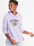 Old Navy Womens Logo-graphic Pullover Hoodie For Women Lavender Haven Size Xs