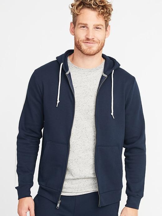 Old Navy Mens Striped-sleeve Zip Hoodie For Men In The Navy Size S