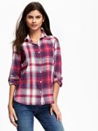 Old Navy Classic Flannel Shirt For Women - Ivan The Grape