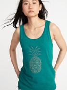 Old Navy Womens Everywear Graphic Slub-knit Tank For Women Pineapple Size M