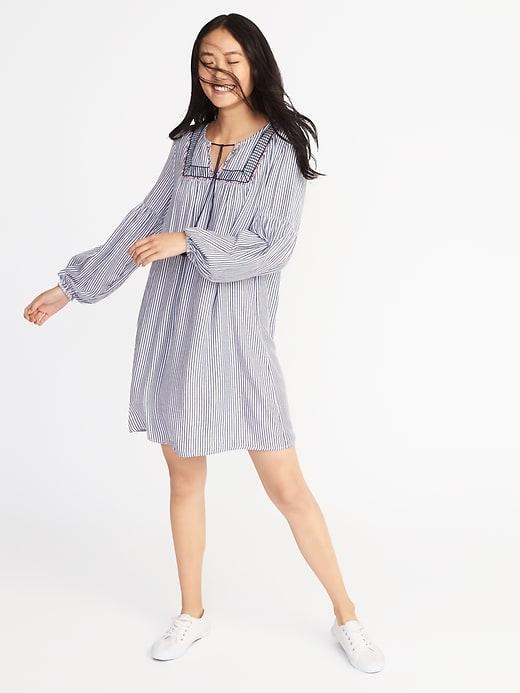 Old Navy Womens Striped Embroidered Shift Dress For Women Navy Stripe Size Xxl
