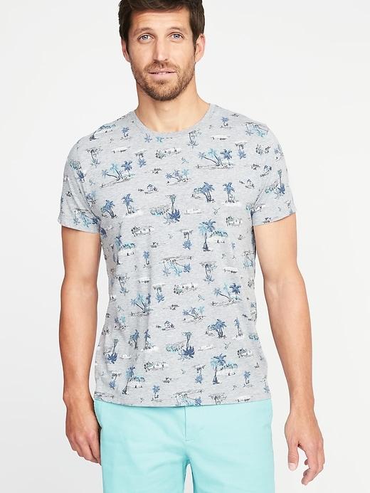 Old Navy Mens Soft-washed Printed Crew-neck Tee For Men Scenic Beach Print Size Xxl