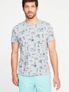 Old Navy Mens Soft-washed Printed Crew-neck Tee For Men Scenic Beach Print Size Xxl