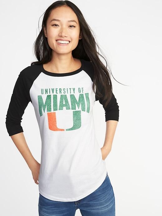 Old Navy Womens College-team 3/4-length Raglan Tee For Women University Of Miami Size Xs