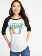 Old Navy Womens College-team 3/4-length Raglan Tee For Women University Of Miami Size Xs