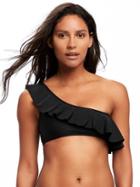 Old Navy One Shoulder Ruffled Bikini Top For Women - Ebony