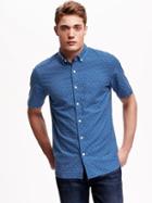 Old Navy Slim Fit Summer Weight Oxford Shirt For Men - Navy Dots