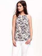 Old Navy Patterned High Neck Trapeze Tank For Women - Black Floral