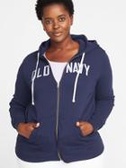 Old Navy Womens Logo-graphic Plus-size Zip Hoodie Lost At Sea Navy Size 1x