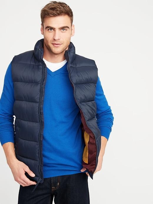 Old Navy Mens Frost-free Puffer Vest For Men Blue Size S