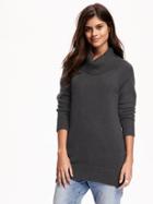 Old Navy Hi Lo Turtleneck Tunic Pullover For Women - Charcoal Heather