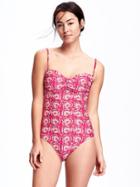Old Navy Cinch Front Swimsuit For Women - Pink Print