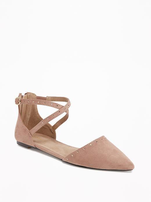 Old Navy Sueded Strappy Dorsay Flats For Women - Sandalwood