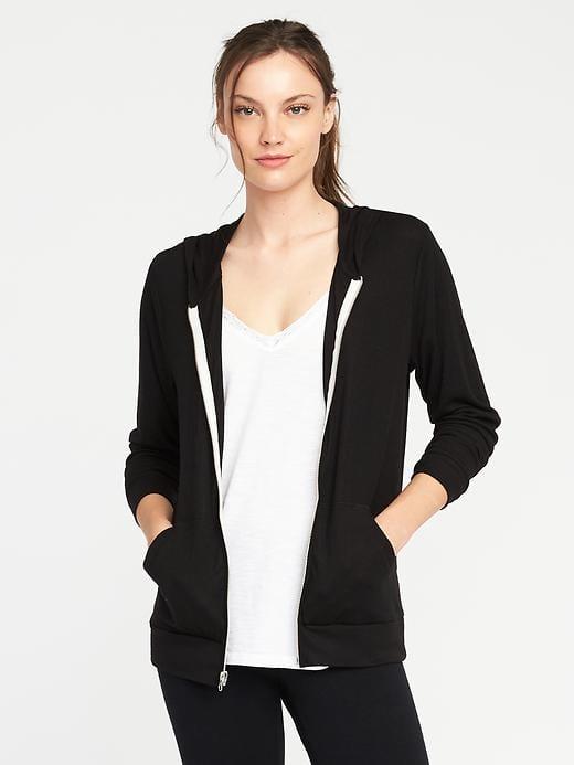 Old Navy Womens Lightweight Jersey Zip Hoodie For Women Blackjack Size S