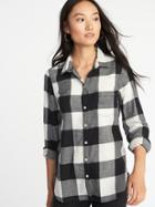 Old Navy Womens Relaxed Plaid Twill Classic Shirt For Women Black Buffalo Size Xs