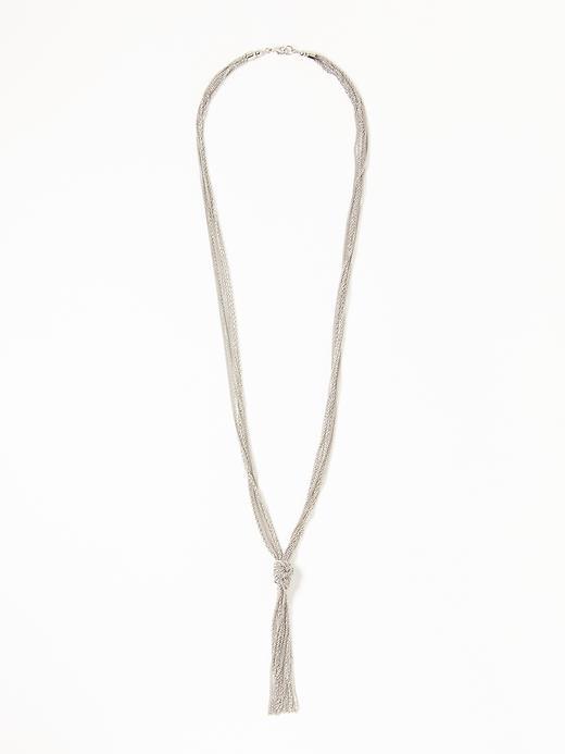 Old Navy Knotted Multi Strand Chain Necklace For Women - Silver