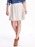 Old Navy Fit & Flare Crepe Embroidery Skirt For Women - Creme De La Creme