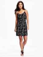 Old Navy Waisted Cami Dress For Women - Black Floral
