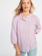 Shirred Button-front Blouse For Women