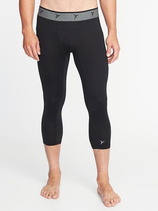 Old Navy Mens Go-dry 3/4-length Base Layer Tights For Men Black Size Xl