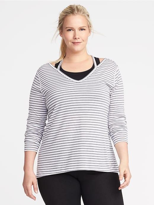 Old Navy Womens Go-dry Crossback Plus-size Top Chrome Gray Size 1x