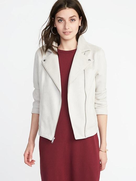 Old Navy Womens Sueded-knit Moto Jacket For Women A Stone';s Throw Size L