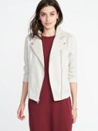 Old Navy Womens Sueded-knit Moto Jacket For Women A Stone';s Throw Size L