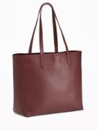 Old Navy Faux Leather Tote For Women - Oxblood