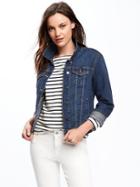 Old Navy Womens Denim Jacket For Women Dark Authentic 10 Size Xs