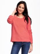 Old Navy Hi Lo Honeycomb Stitch Pullover For Women - Coral Obligation