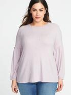 Old Navy Womens Relaxed Plus-size Balloon-sleeve Plush-knit Top Pale Lavender Size 1x