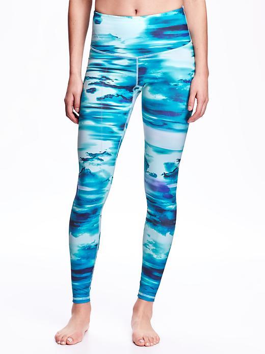Old Navy High Rise Patterned Compression Leggings For Women - Purple Watercolor Floral